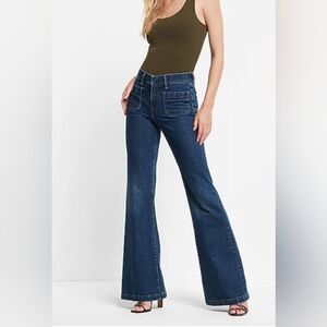 Express Mid Rise Medium Wash 70s Flare Jeans women's size 6R New